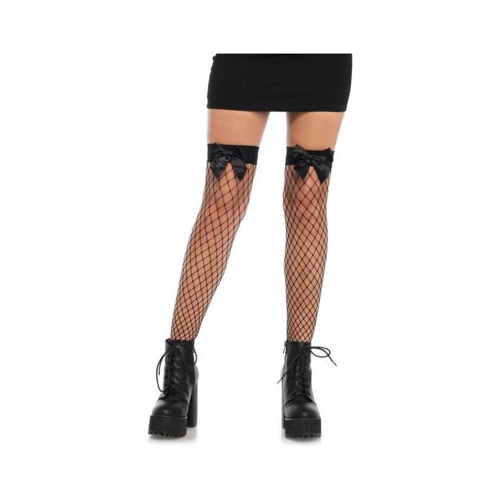 Leg avenue net thigh highs with a bow top