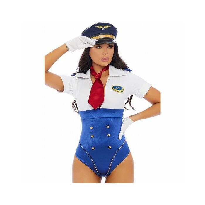 In control sexy pilot costume - blue