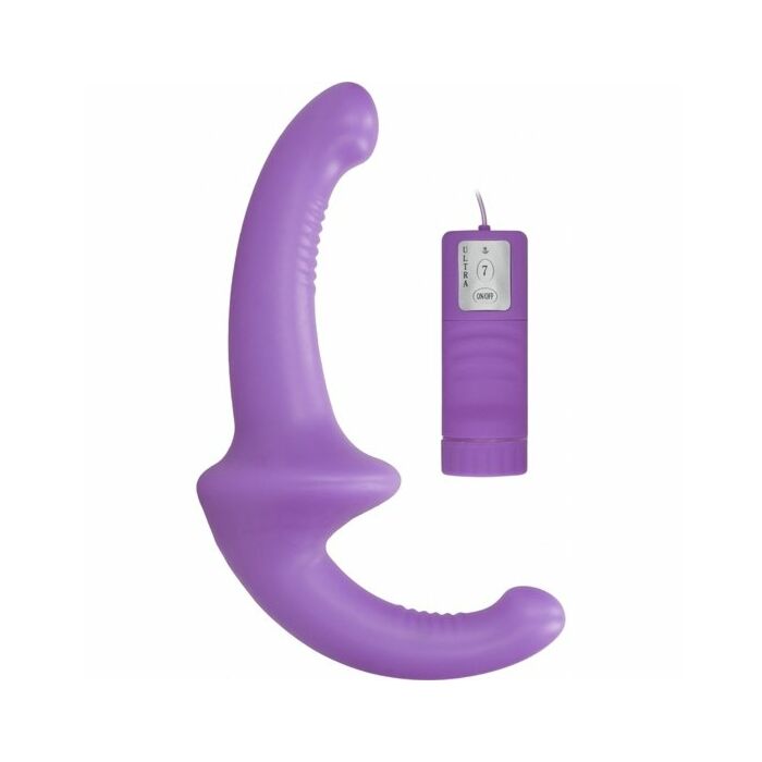 Vibrating silicone strapless strapon - purple