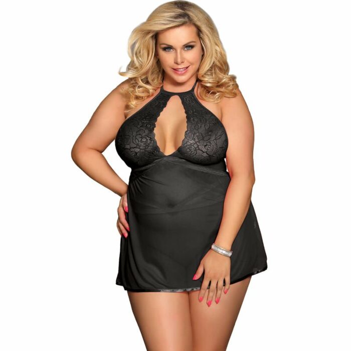 Subblime queen plus halter neck babydoll black