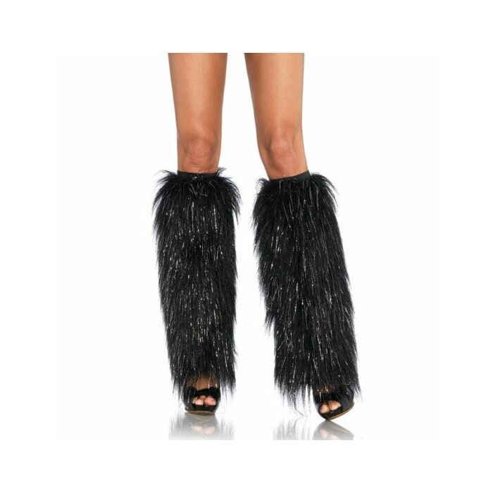 Leg avenue furry lurex leg warmers black silver