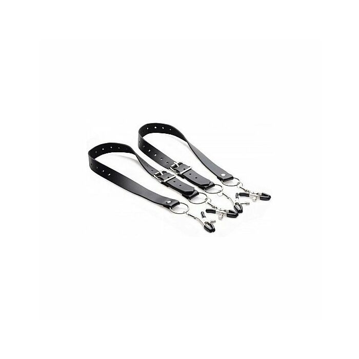 Spread labia spreader straps with clamps - black