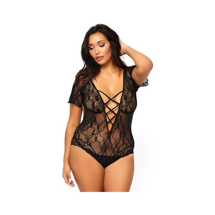 Leg avenue floral lace teddy plus size