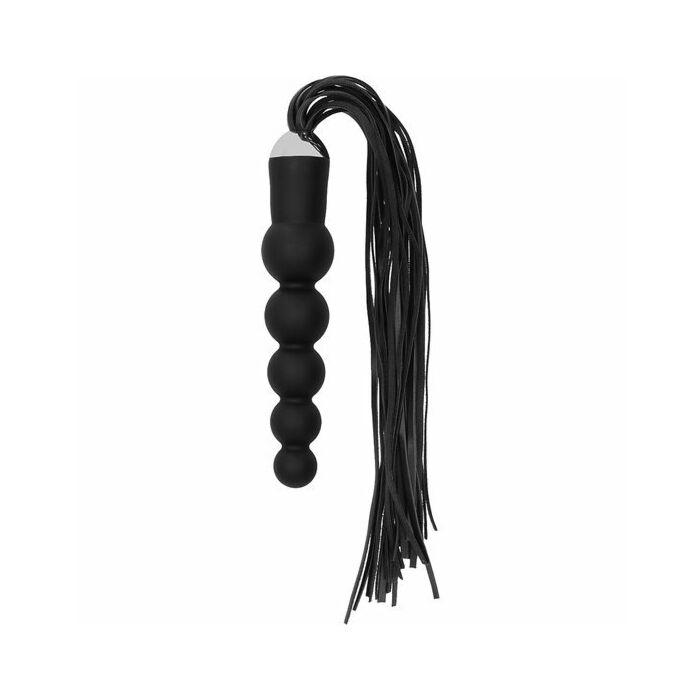 Whip with curved silicone dildo - black
