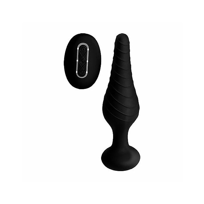 Silicone vibrating anal plug with remote control - black