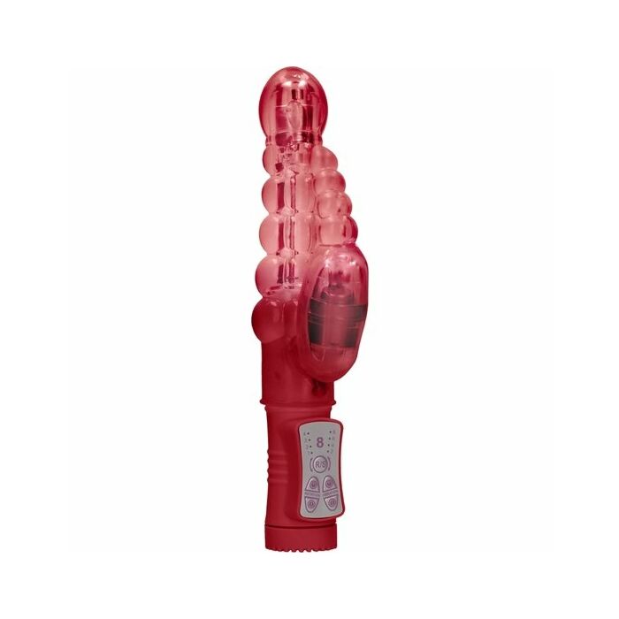 Rotating beaded bubbles vibrator - red