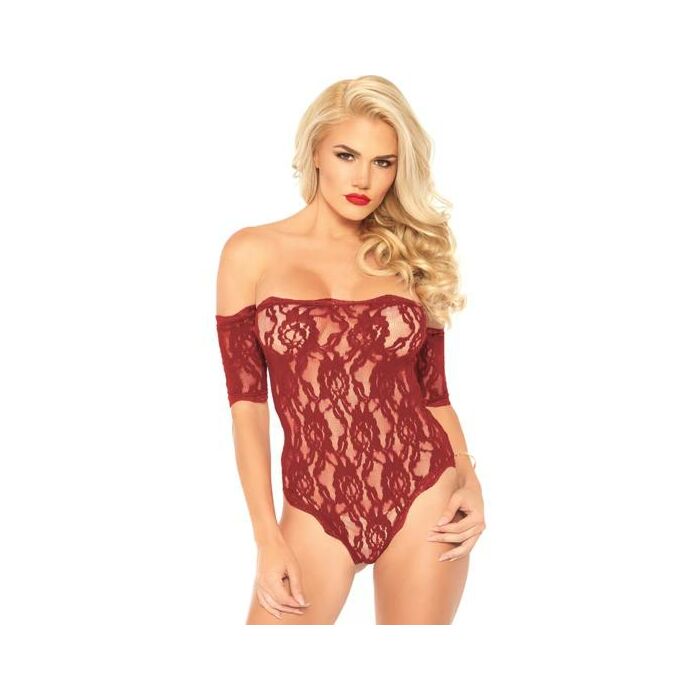 Leg avenue scalloped rose teddy burgundy m/l