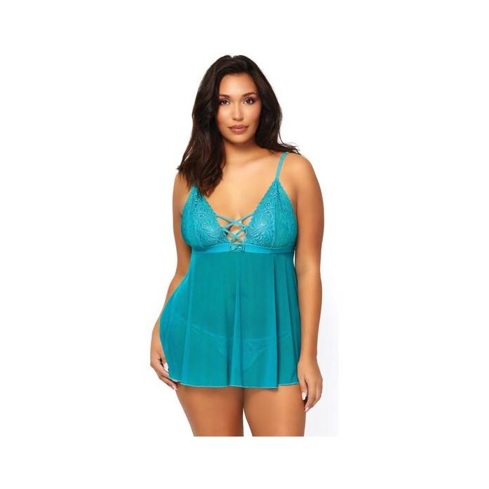 Leg avenue mesh babydoll & string blue
