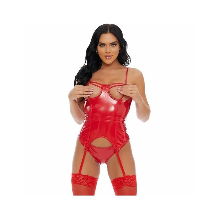 Slick it back vinyl lingerie set red