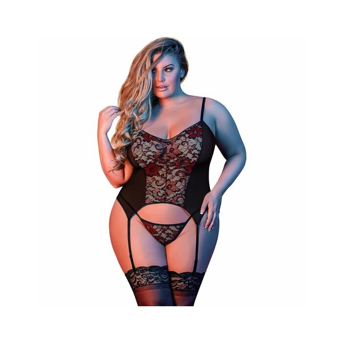 Merry widow & g- garter belt bodysuit - black