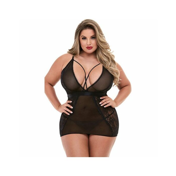 Strappy mini dress with deep v