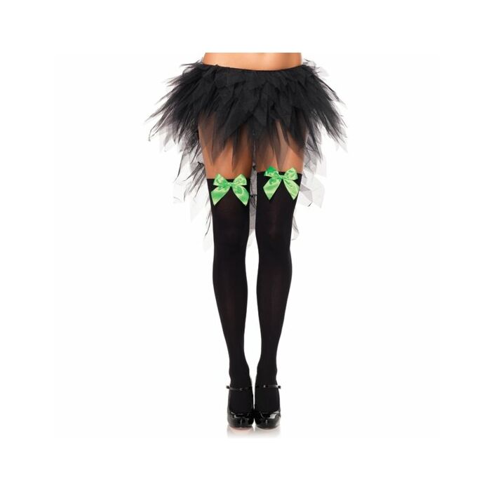Leg avenue opaque thigh highs with satin bow black-green