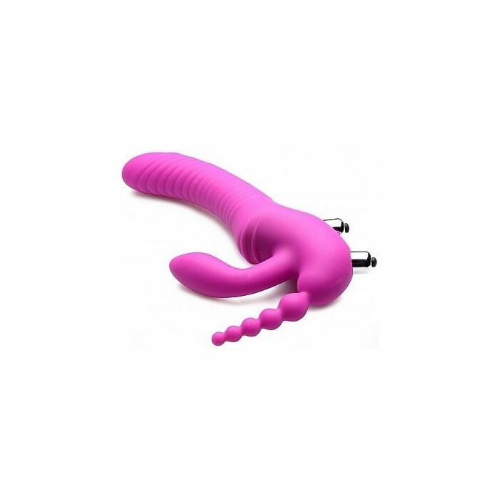 Regal rider triple g vibrating silicone strapless strap on - purple