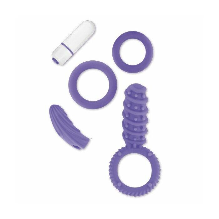 Erection driver kit penis rings and lilac stimulator