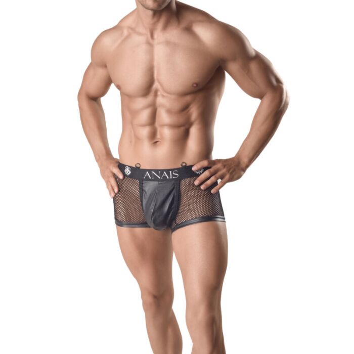 Anais Men Black Mesh & Leather Boxer