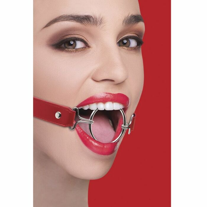 Ouch tape gag with red leather xl