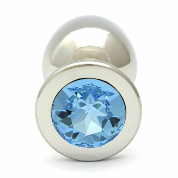 Swarovski crystal aquamarine anal plug xl 96cm / 27mm