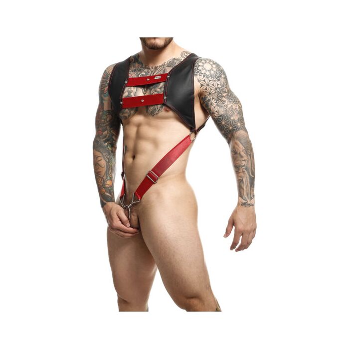 DNGEON Top Cockring Harness - Red