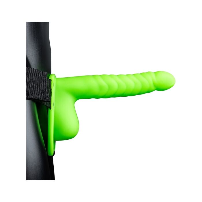 Ouch-Hollow Strap-On with Testicles - Glows in the Dark