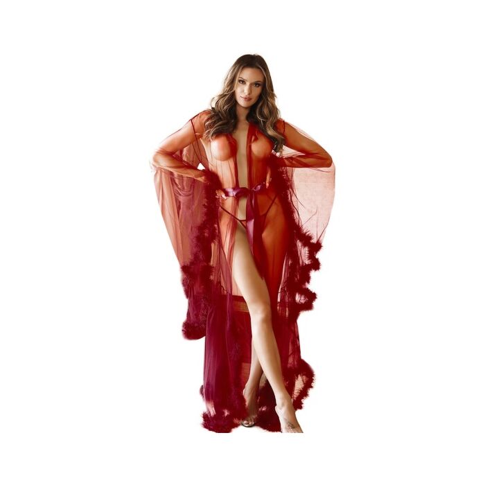 Sensual Plumage - Red Lingerie with Long Sleeves