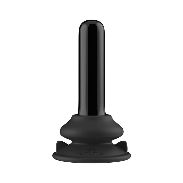 Suction Cup Remote Control Vibrator: Black Glass Thumbéo