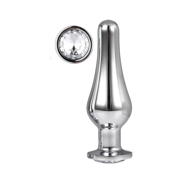 Shiny Silver Pleasure - Aluminum Butt Plug with Jewel