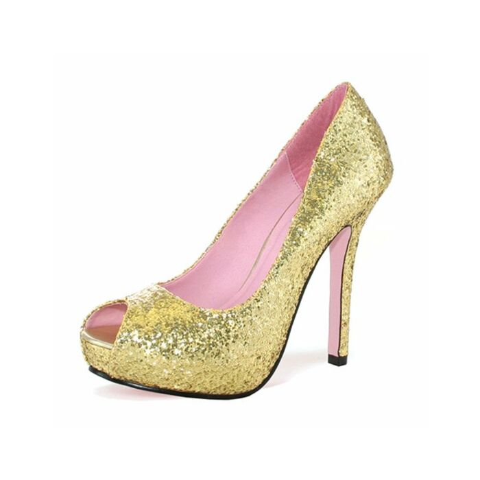 Leg avenue peep toe pump her glittery gold